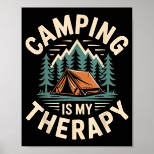 Poster Acampar é minha terapia divertido acampador