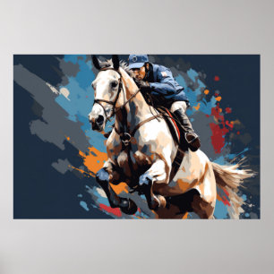 Poster Ação Contra Cavalos Esportes Pintura Abstrato