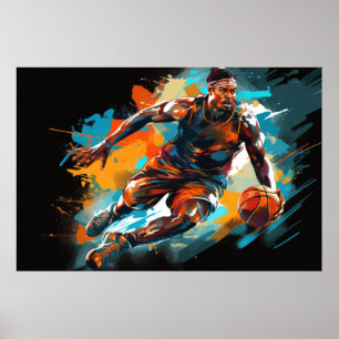 Poster Ação de basquetebol Esporte Pintura de Abstrato