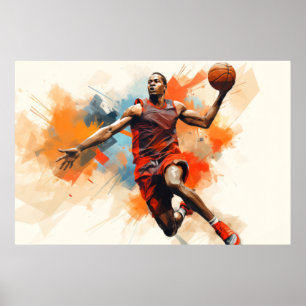Poster Ação de basquetebol Esporte Pintura de Abstrato
