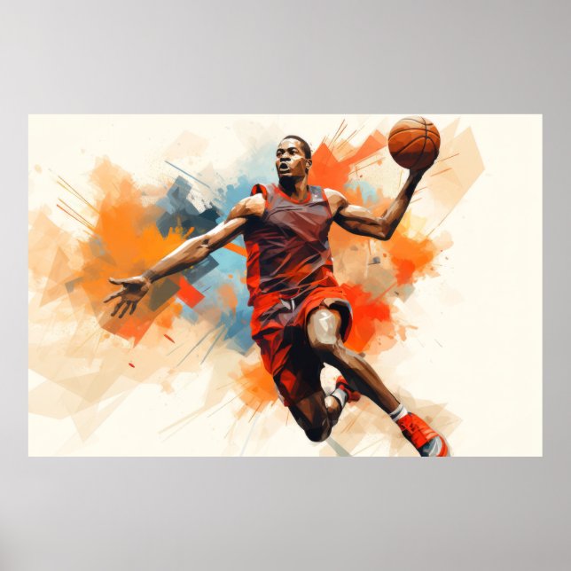 Poster Ação de basquetebol Esporte Pintura de Abstrato (Frente)