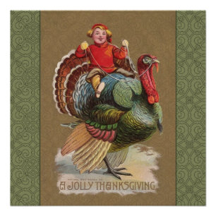 Póster Ação de Graças à Turquia Saudações da Vintag