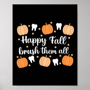 Poster Ação de Graças Dentista Feliz Outono Escove Eles