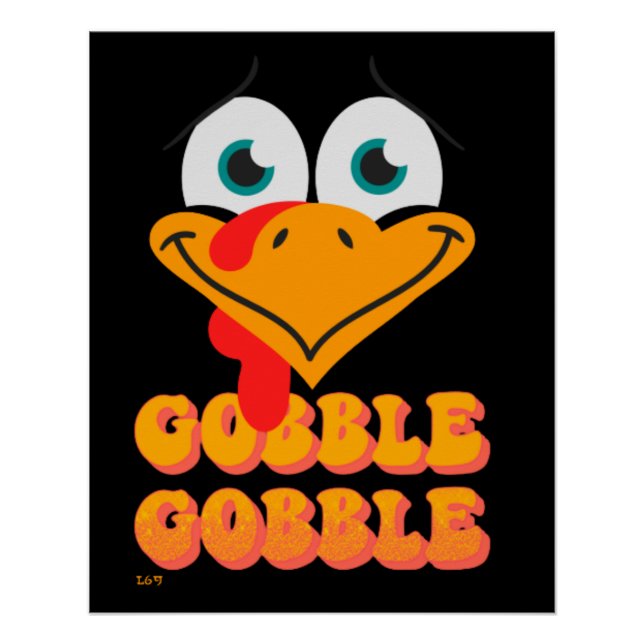Póster Ação de Graças GOBBLE GOBBLE (Frente)