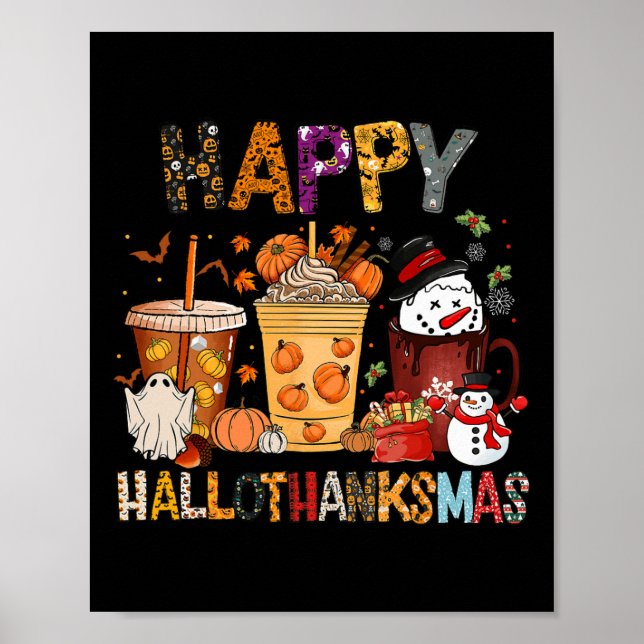 Poster Ação de Graças Hallothanksmas Natal Halloween Co (Frente)
