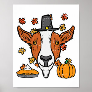 Poster Ação de Graças Peregrino Goat Engraçado Queda Home