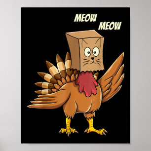 Poster Ação de Graças Turquia Cat Meow Homens Engraçados