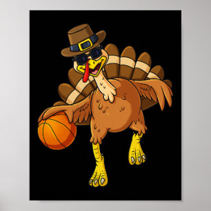 Poster Ação de Graças Turquia Jogador de Basquete Jovens 