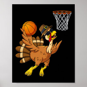 Poster Ação de Graças Turquia Jogador de Basquete Jovens 