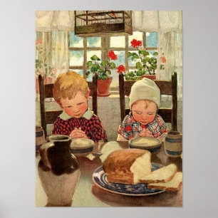 Poster Ação de Graças Vintage, Crianças Agradáveis