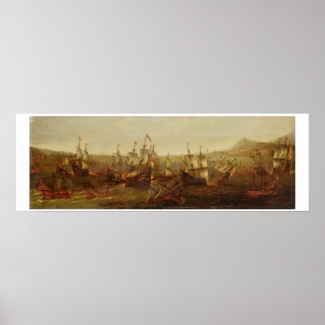 Póster Ação entre navios espanhóis e Barbary Galley (Frente)