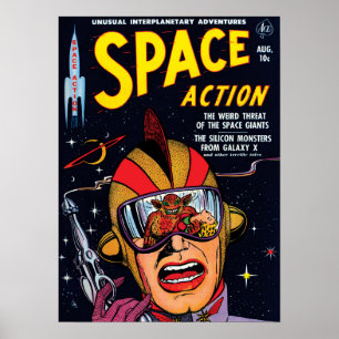 Póster Ação Espacial 2 Cobrir Vintage Sci Fi Comic Book