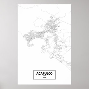 Póster Acapulco, México (preto no branco)