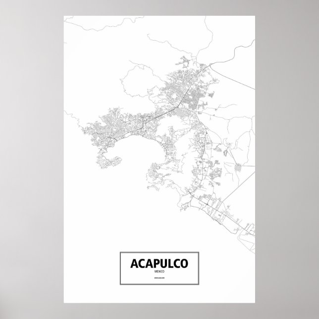 Póster Acapulco, México (preto no branco) (Frente)