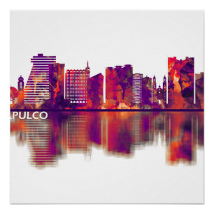 Póster Acapulco Mexico Skyline