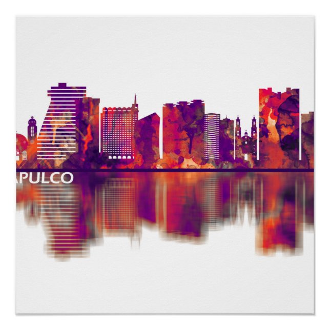 Póster Acapulco Mexico Skyline (Frente)