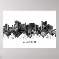 Acapulco México Skyline BW