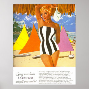 Poster Acapulco, mulher na praia