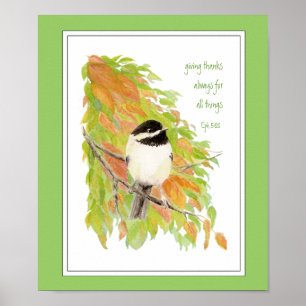 Póster Acção de graças, outono, queda, Chickadee,