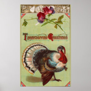 Poster Acção de graças patriótica do vintage de Turqu