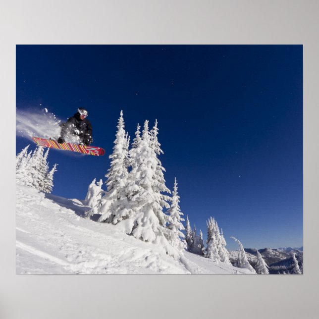 Póster Acção de snowboarding no Whitefish Mountain Resort (Frente)