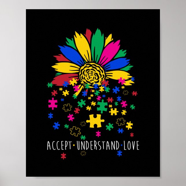 Poster Accept Sunflower Compreende Autismo Mundo Ancional (Frente)