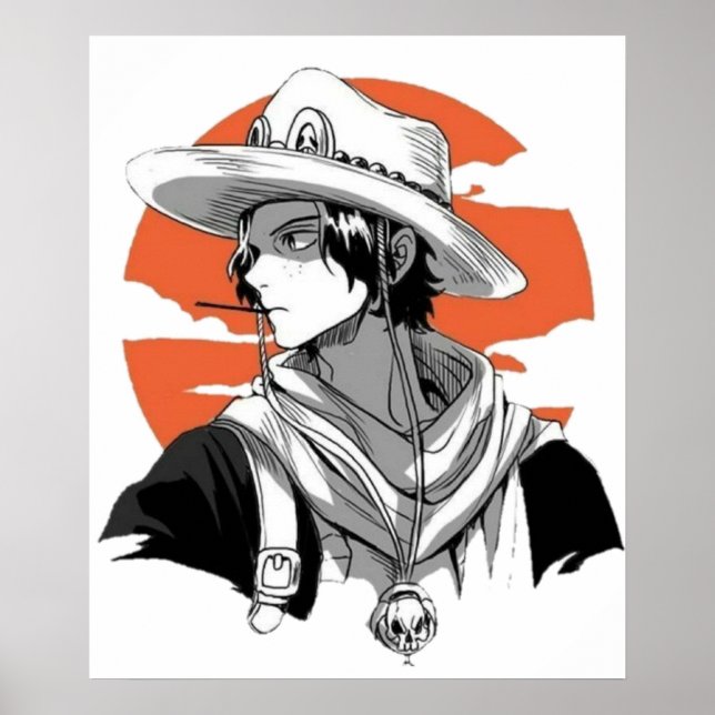 Poster Ace Preto e Branco (Frente)