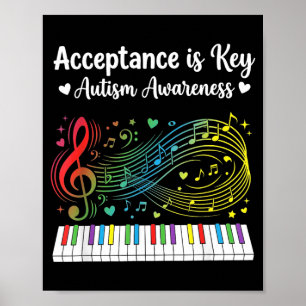Poster Aceitação é a Chave Conscientização do Autismo Mús