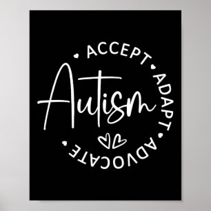 Poster Aceitar Adaptar a Consciência do Autismo Seja Bast