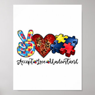 Poster Aceitar Amor Compreende Paz Ama Consciência Autism