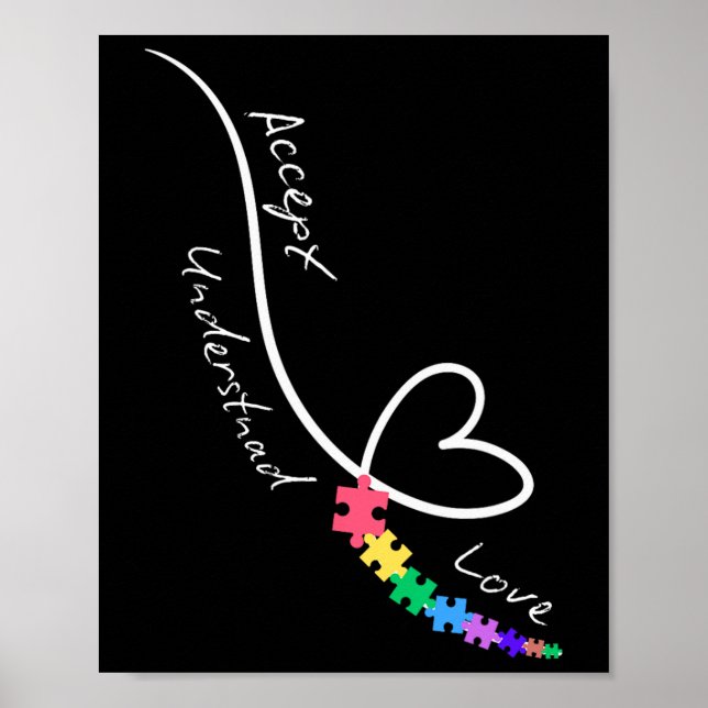 Poster Aceitar Amor Compreender Autismo Suporta Autismo E (Frente)