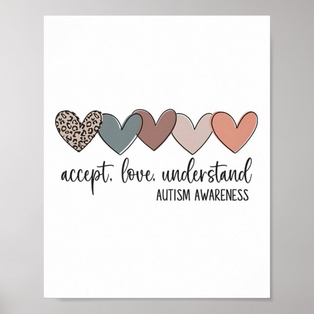 Poster Aceitar Amor Compreender Consciência Autista (Frente)
