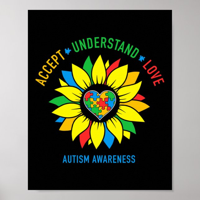 Poster Aceitar Compreender Autismo Atenção Ao Amor (Frente)
