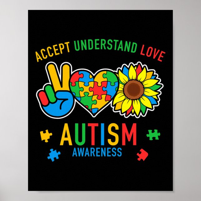 Poster Aceitar Compreender Autismo Atenção Ao Amor (Frente)