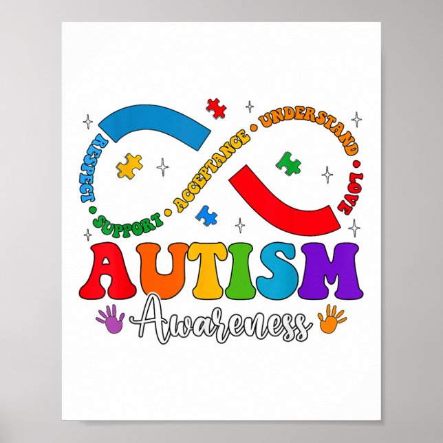 Poster Aceitar Compreender Autismo Infinito Pelo Coração  (Frente)