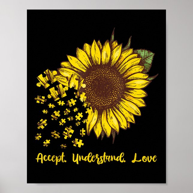Poster Aceitar Compreender O Amor Autismo Girassol Sensib (Frente)