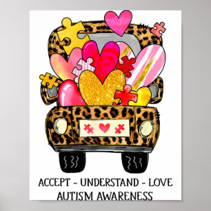 Poster Aceitar Entender Amar Consciência do Autismo Apoia