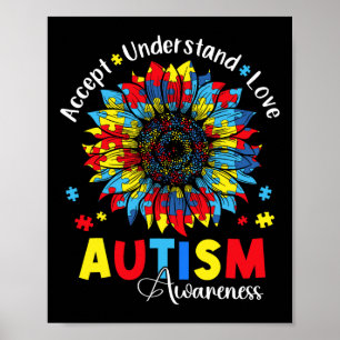 Poster Aceitar Entender Amar Consciência do Autismo Giras