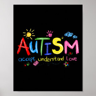 Poster Aceitar Entender Amar Conscientização do Autismo A
