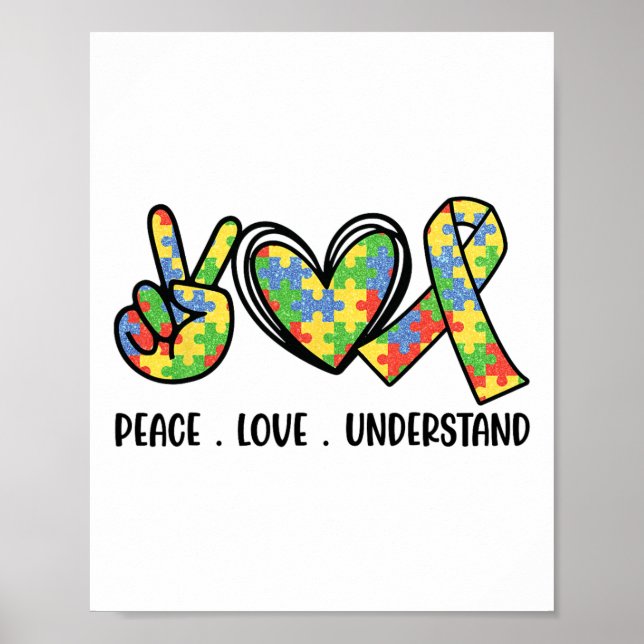 Poster Aceitar o amor Compreender a Consciência do Autism (Frente)
