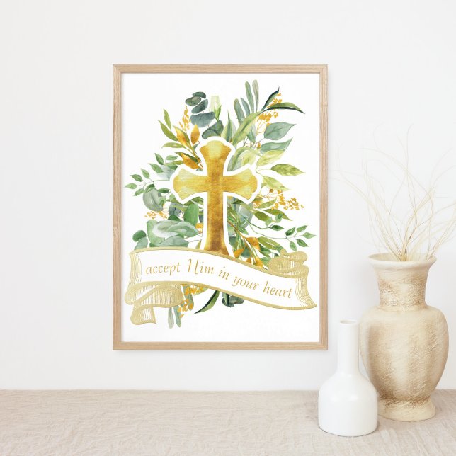 Poster Aceite Jesus no seu coração - fé cristã (Criador carregado)