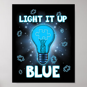 Poster Acenda A Camisa Azul Do Autismo Eu Visto Azul Para