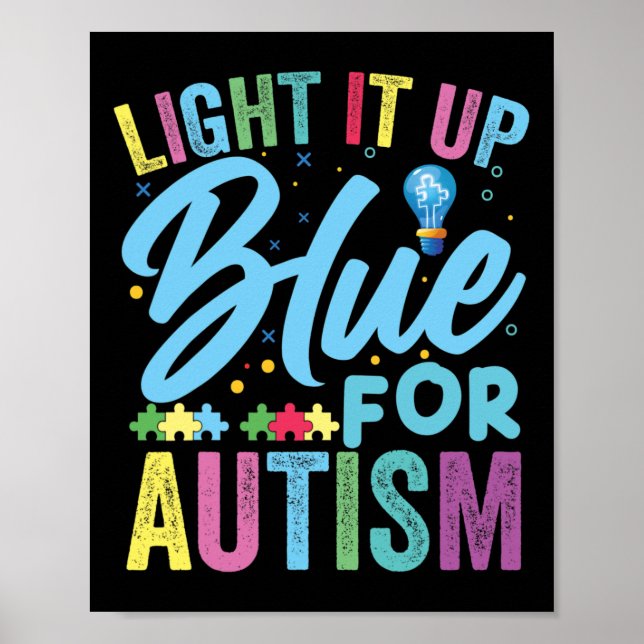 Poster Acenda-o Autismo Azul Consciência 1 (Frente)