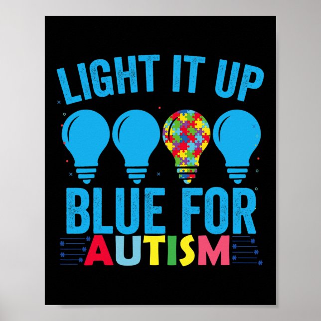 Poster Acenda-o, Autismo Azul Mês 1 (Frente)
