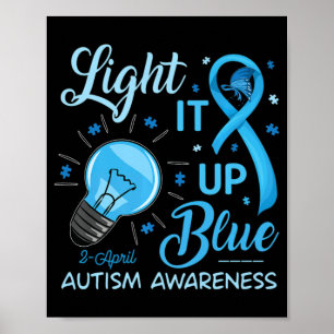 Poster Acenda-o Autismo Azul Sensibilização Homens Quebra