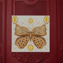 Poster Acentos Celestiais da Borboleta Marrom da Watercol