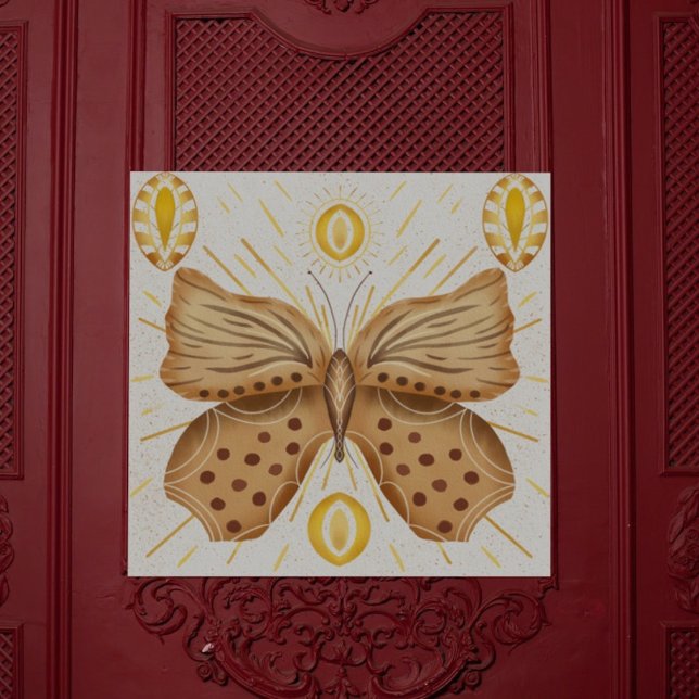 Poster Acentos Celestiais da Borboleta Marrom da Watercol (Criador carregado)