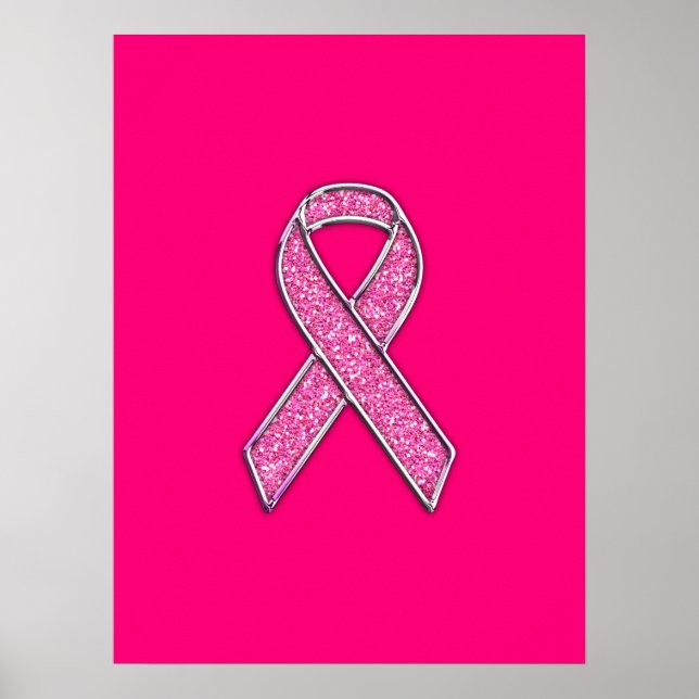 Poster Acentos Estilo de Brilho Cromo Cor-de-Rosa Sensibi (Frente)