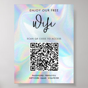 Poster Acesso Holográfico a Wifi de Código QR de Negócios