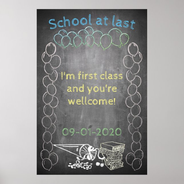 Poster Acessórios para matrícula no estilo de lousa (Frente)